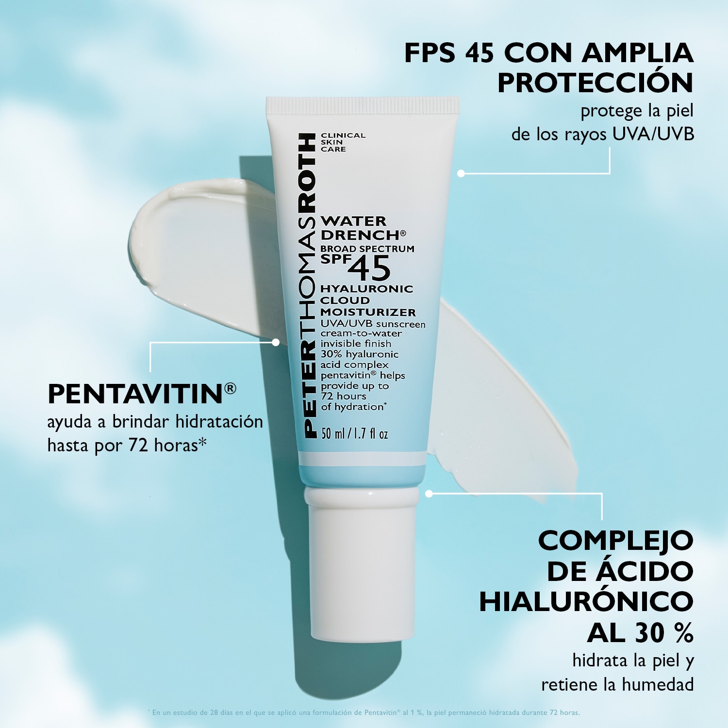 WATER DRENCH&reg; BROAD SPECTRUM SPF 45 HYALURONIC MOISTURIZER (CREMA HIDRATANTE)